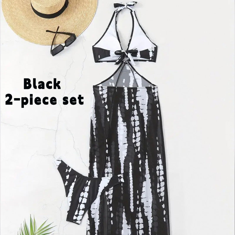 Maillot de bain tie-dye dos nu à découpes et robe de plage