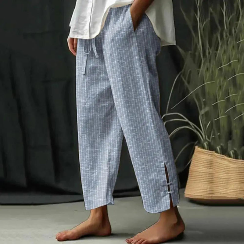 Pantalon ample bleu clair à cordon, coupe large et longueur cheville