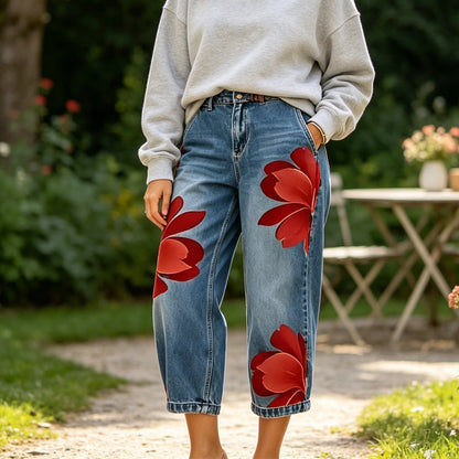 Capucine | Jean large à imprimé floral