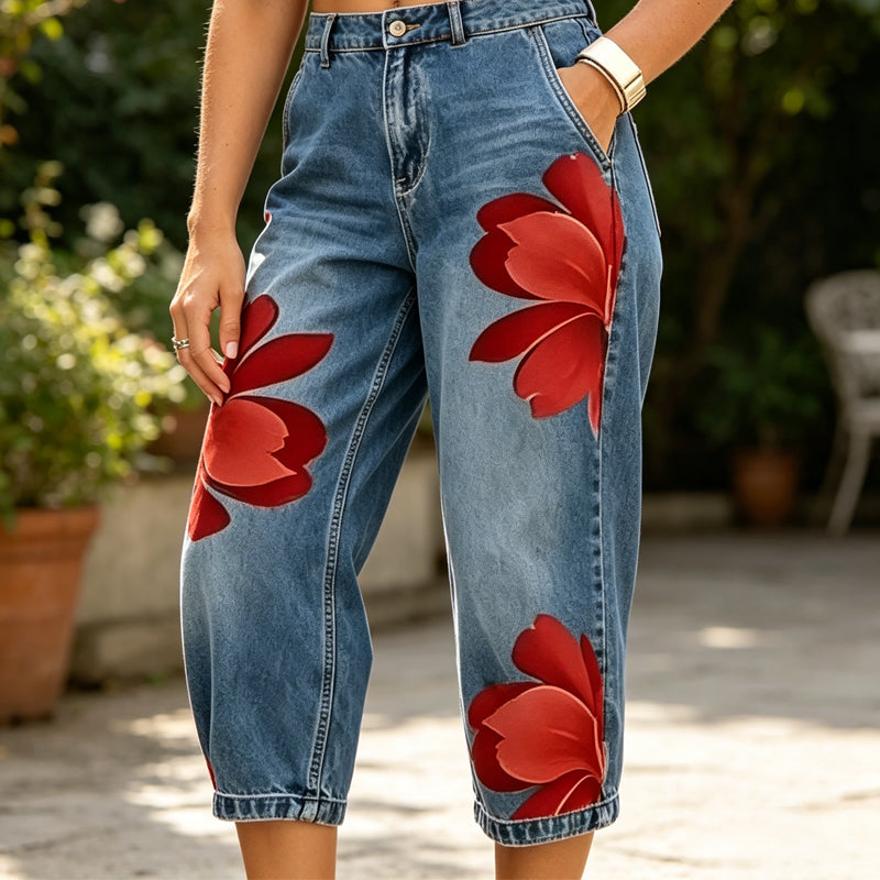Capucine | Jean large à imprimé floral