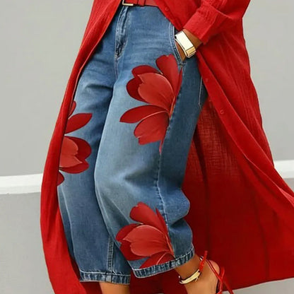 Capucine | Jean large à imprimé floral