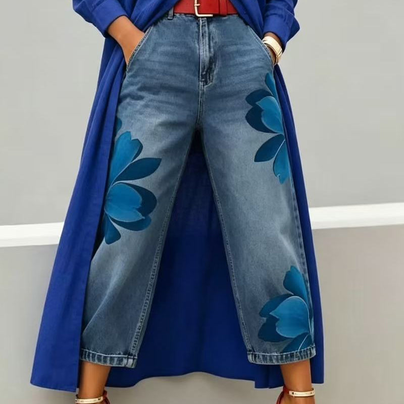 Capucine | Jean large à imprimé floral