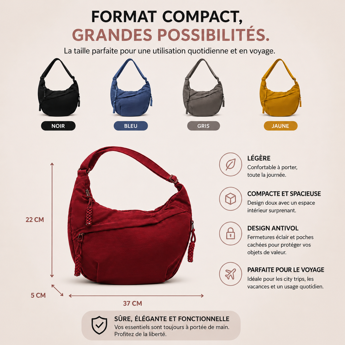 Elena | Sac à bandoulière beige (Presque épuisé)