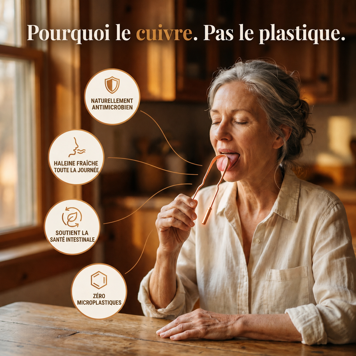 Gratte-langue en cuivre pur