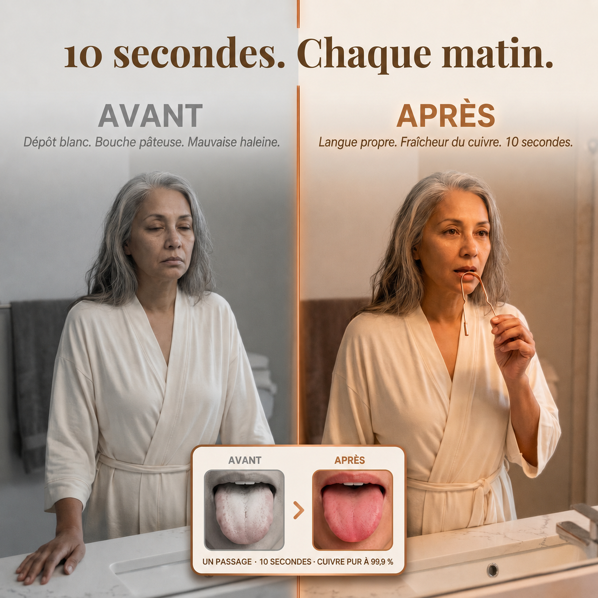 Gratte-langue en cuivre pur