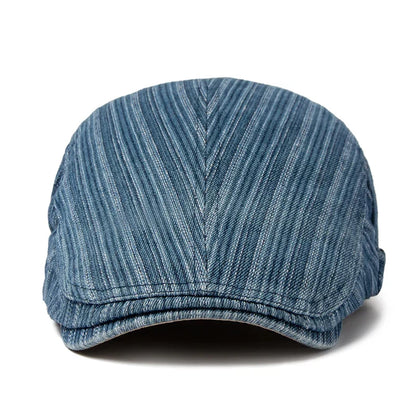 Casquette homme en denim bleu clair, bord retourné et couture verticale