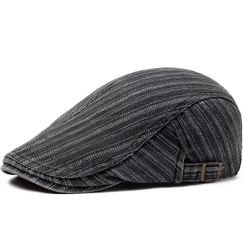 Casquette homme gris chiné, tresse croisée et boucle décorative