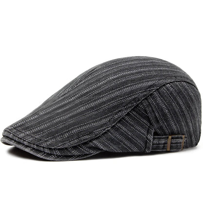 Casquette homme gris chiné, tresse croisée et boucle décorative