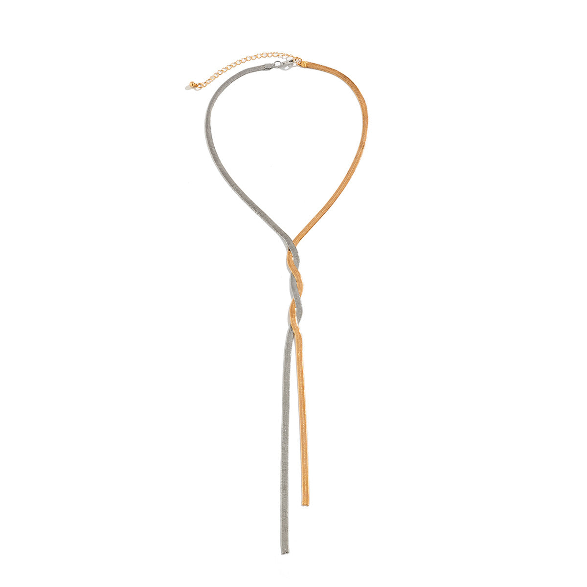 Collier chaîne torsadée, boucle goutte avec deux lanières tombantes