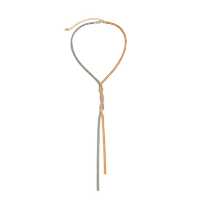 Collier chaîne torsadée, boucle goutte avec deux lanières tombantes