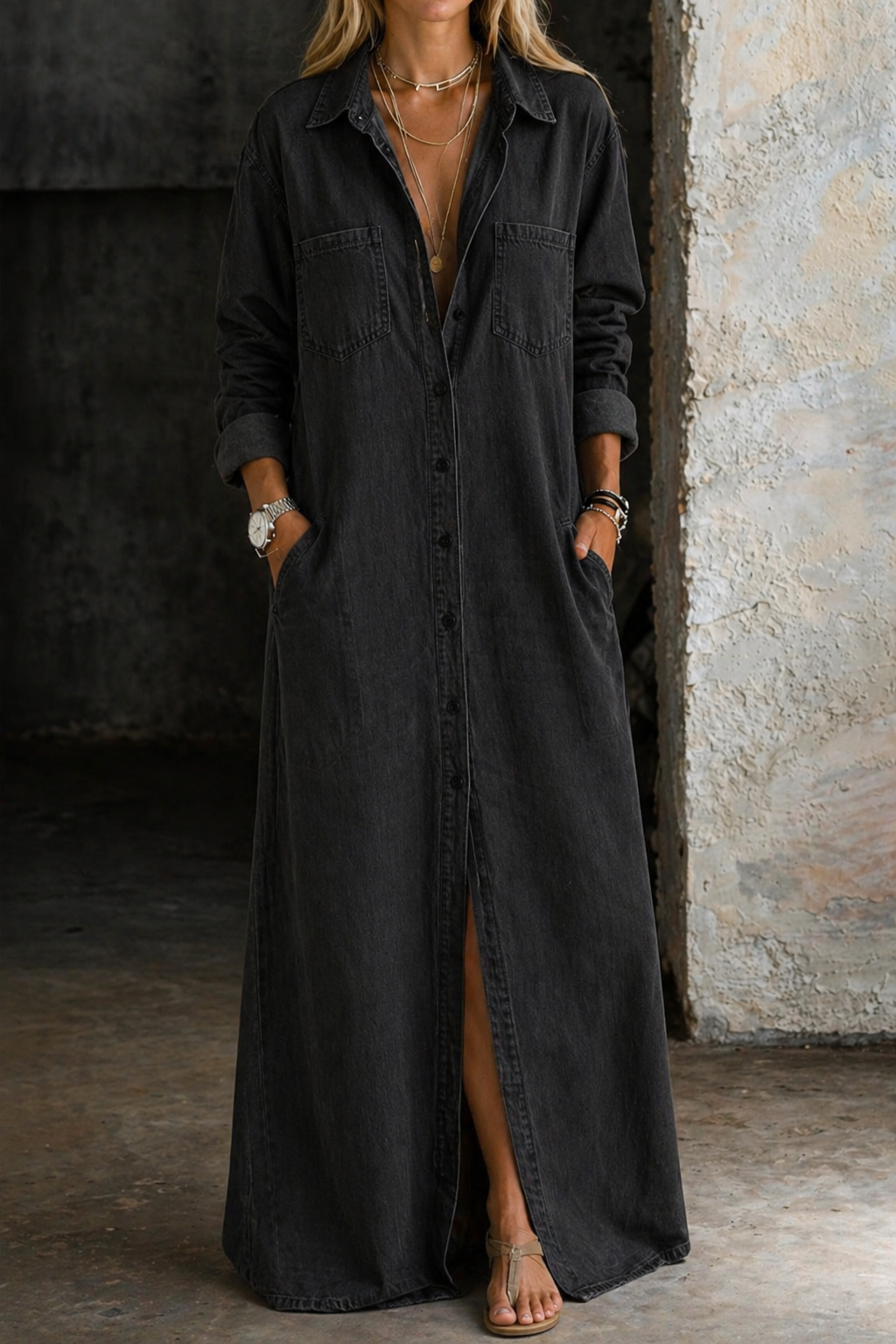Andrea | Robe chemise en jean