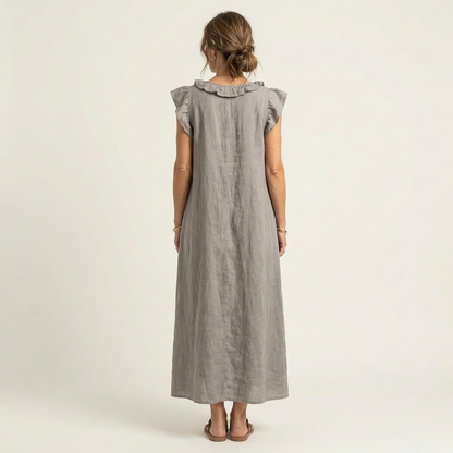 Josette | Robe Maxi à Col V avec Volants