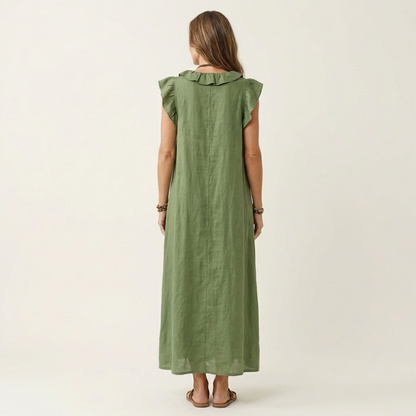 Josette | Robe Maxi à Col V avec Volants