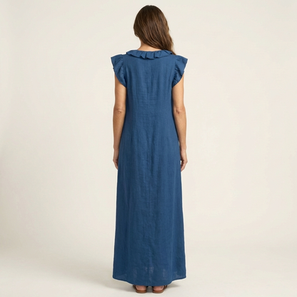 Josette | Robe Maxi à Col V avec Volants
