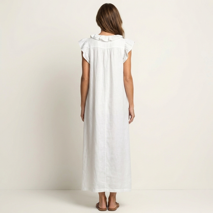 Josette | Robe Maxi à Col V avec Volants