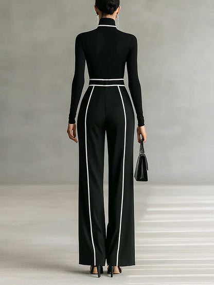 Emma | Ensemble Élégant à Col Montant et Pantalon Large