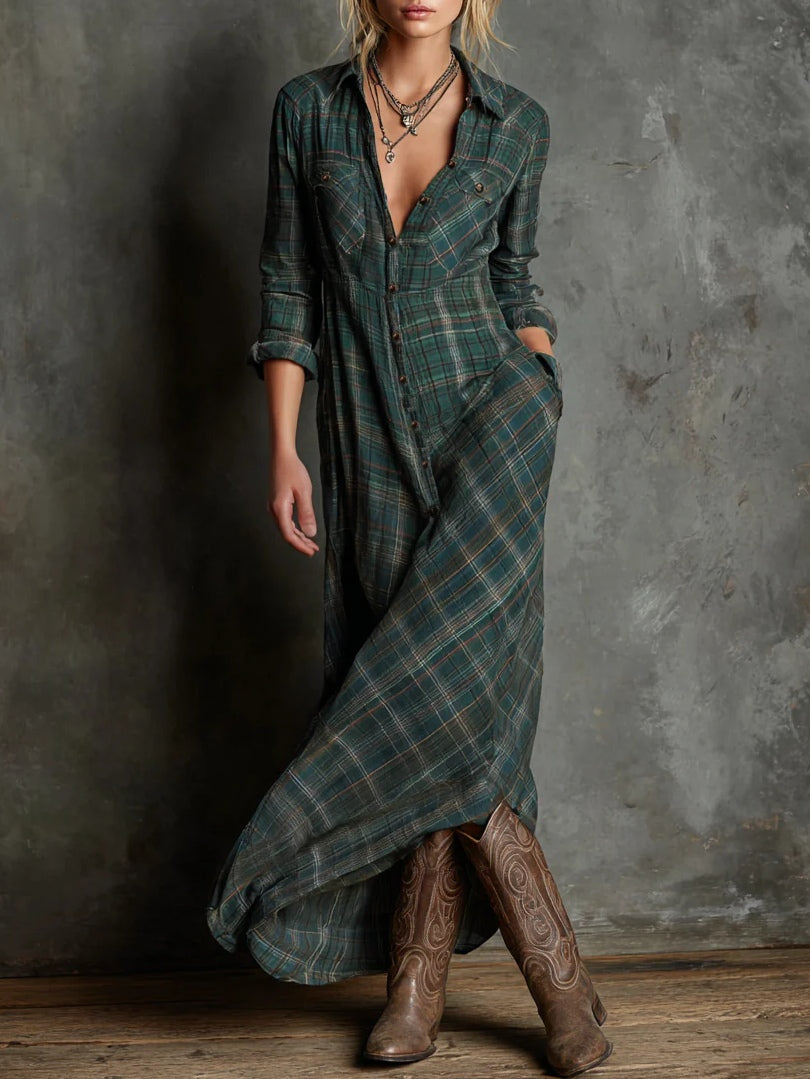 Valentine | Robe Longue à Carreaux