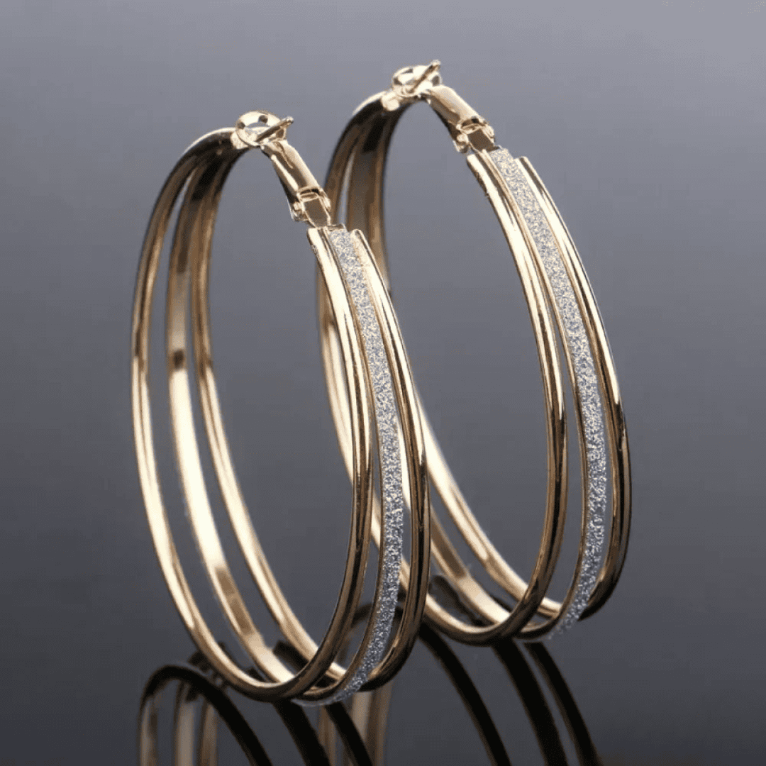Boucles d'oreilles créoles rétro dorées
