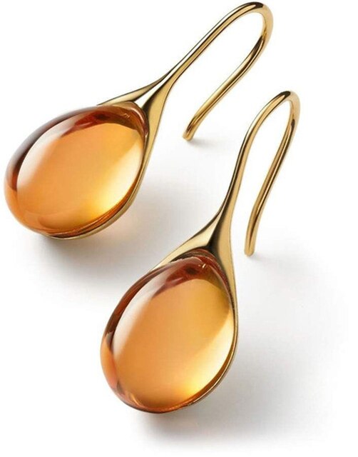 Boucles d’oreilles pendantes dorées à goutte en cristal orange