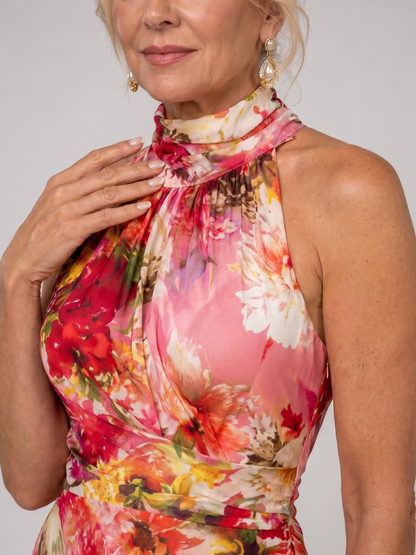 Elisabetta | Robe longue à imprimé floral et col halter