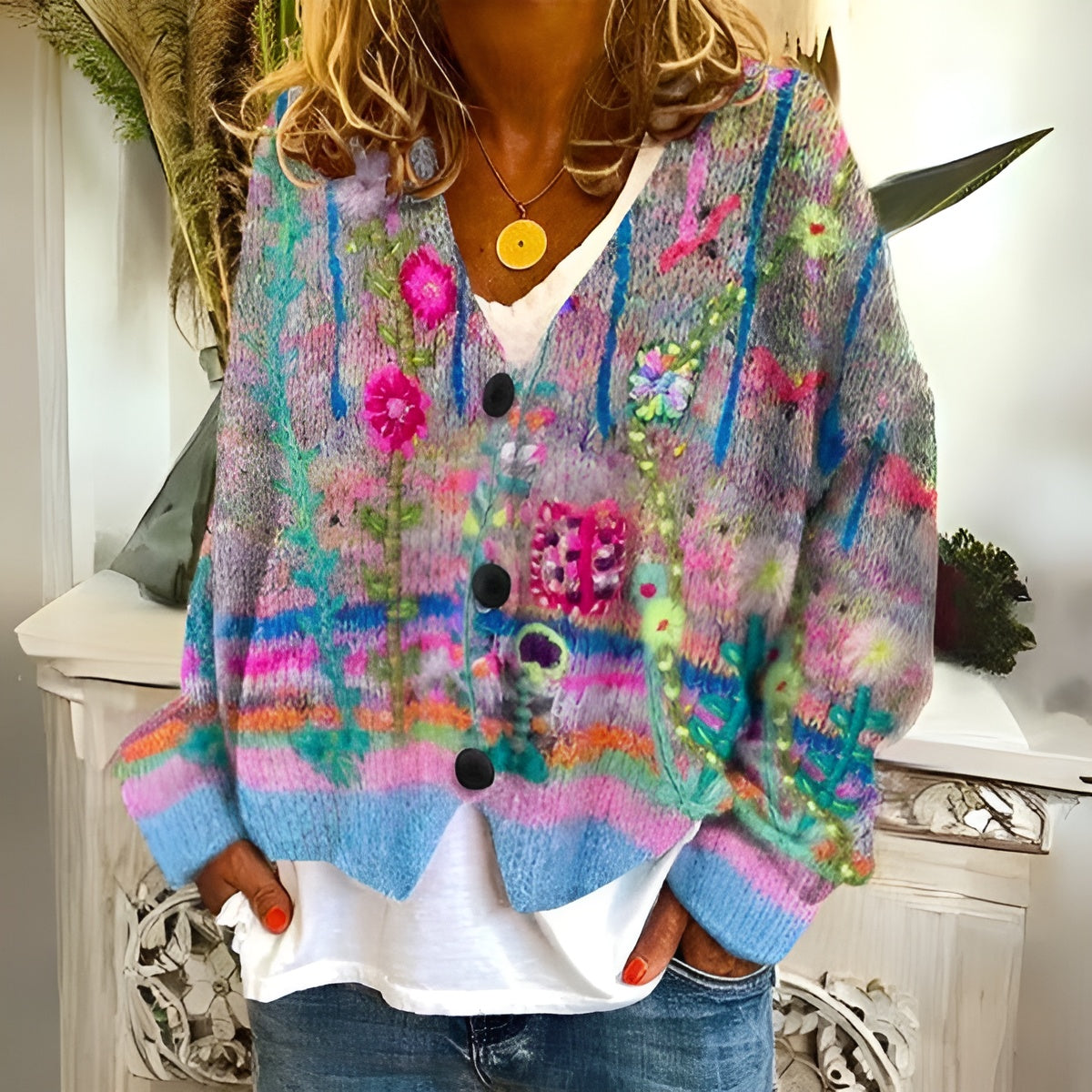 Emma - Cardigan Fleuri Bohème