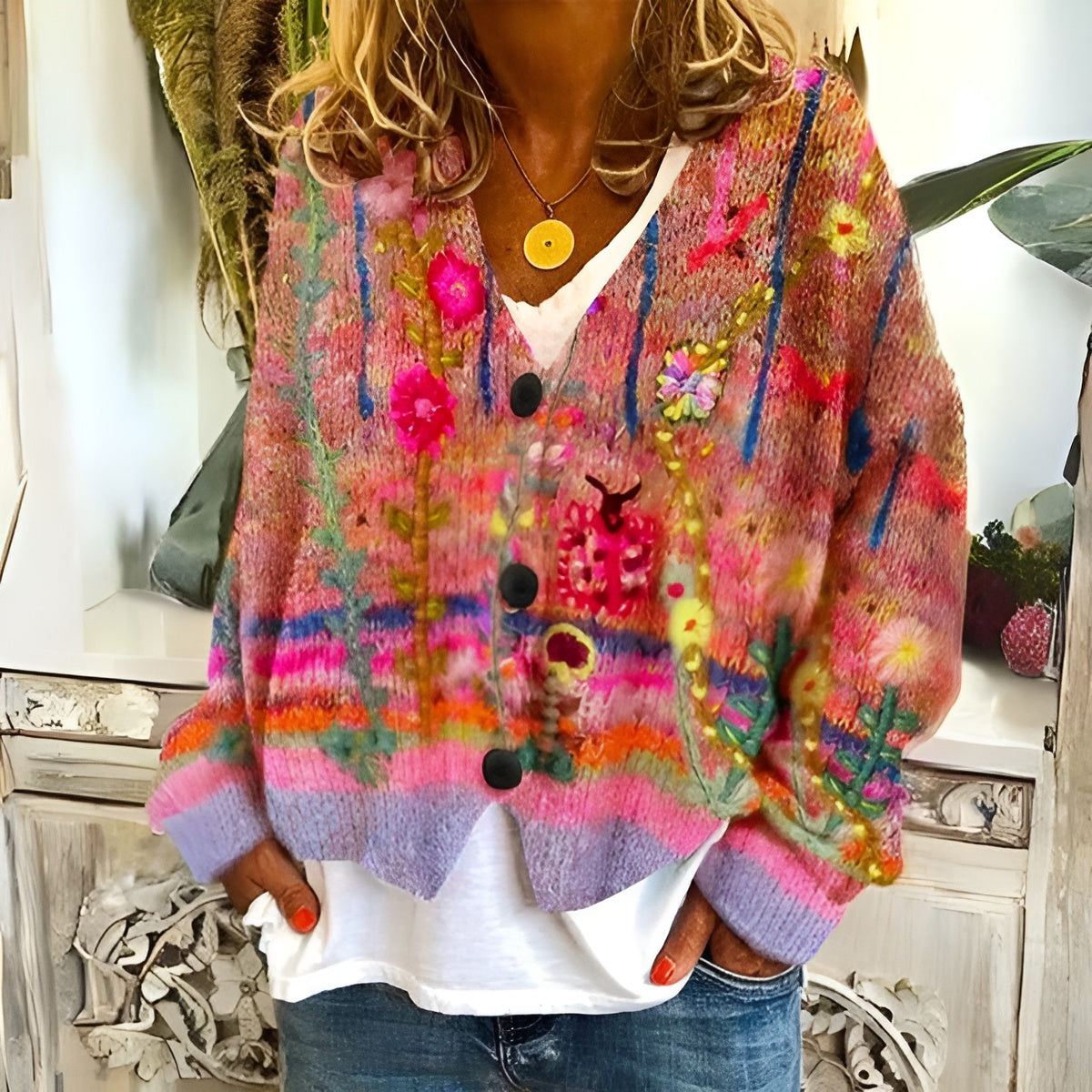 Emma - Cardigan Fleuri Bohème