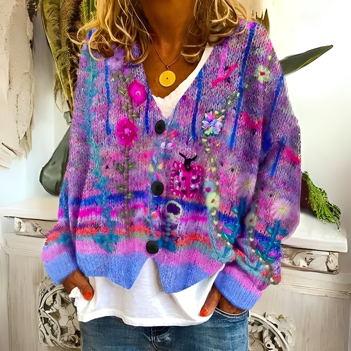 Emma - Cardigan Fleuri Bohème