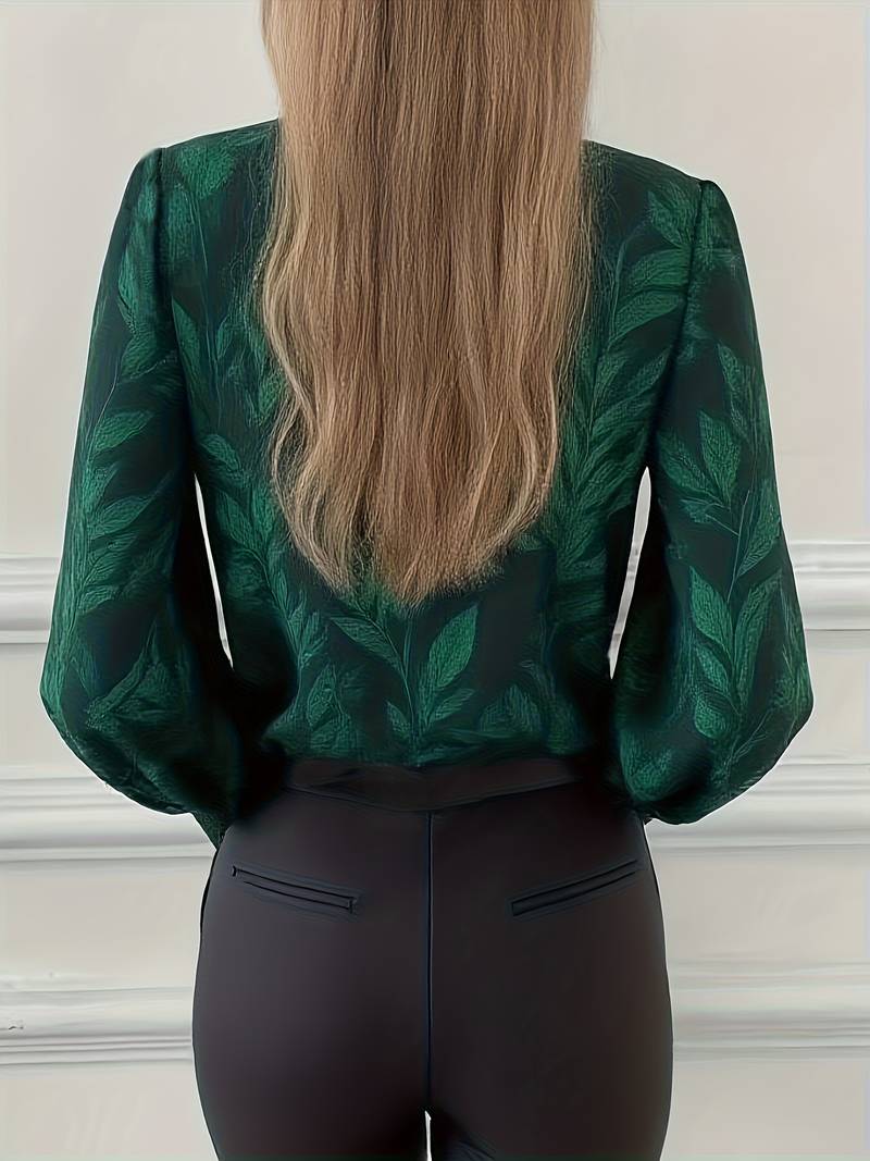 Ruchama - Blouse Élégante à Imprimé Feuilles