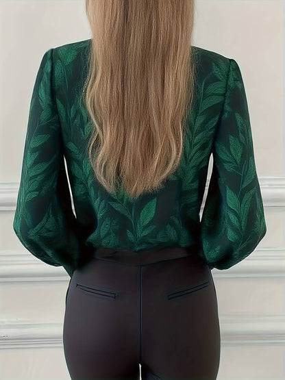Ruchama - Blouse Élégante à Imprimé Feuilles