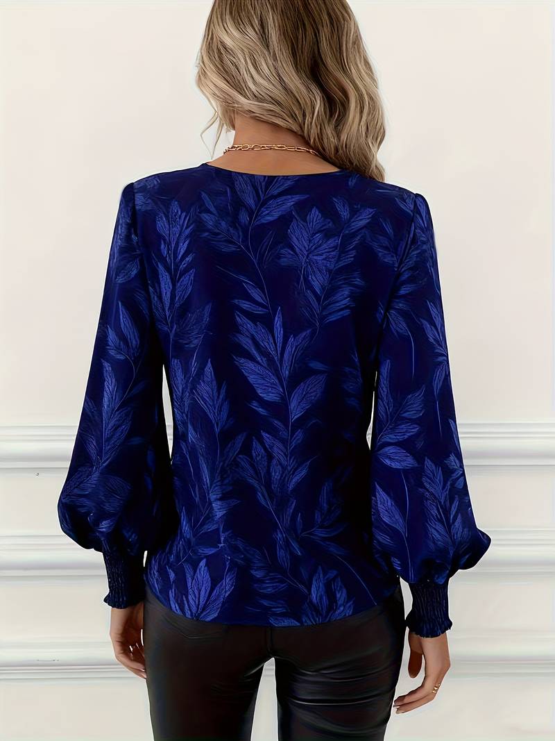 Ruchama - Blouse Élégante à Imprimé Feuilles