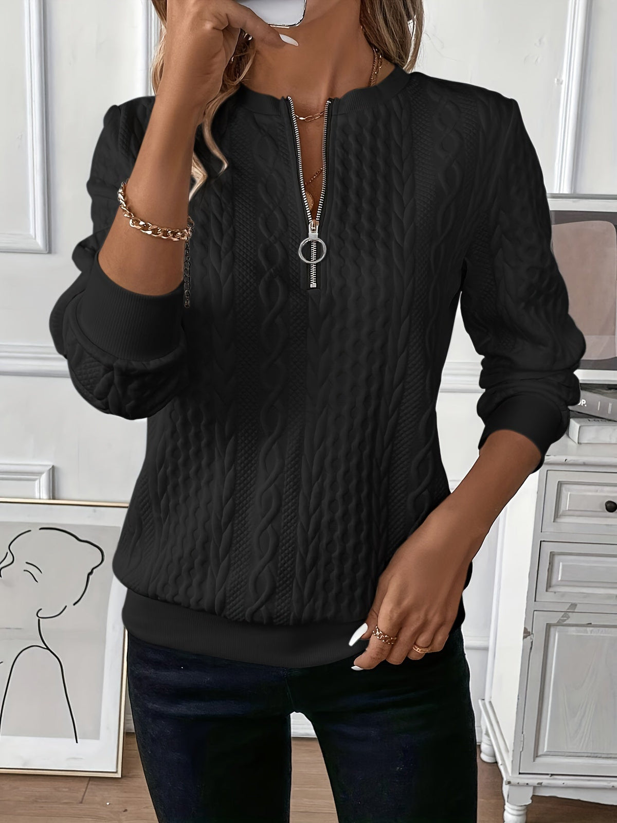 Amalie - Pull zippé torsadé chic