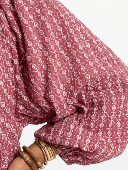 Arlette | Robe Midi à Imprimé Géométrique avec Manches Longues