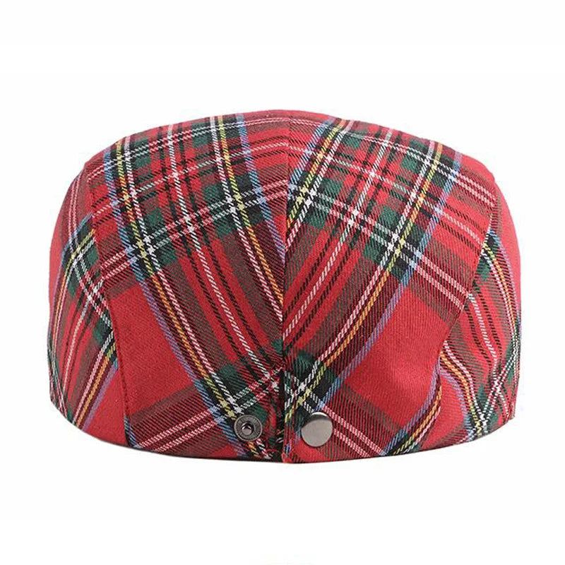 Casquette Bloom™ à carreaux rouge, panneau avant boutonné, style gavroche
