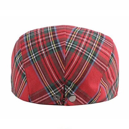 Casquette Bloom™ à carreaux rouge, panneau avant boutonné, style gavroche
