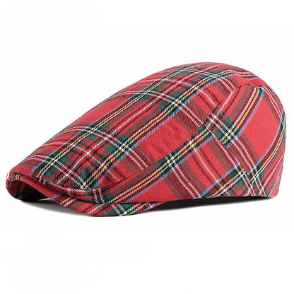Casquette Bloom™ à carreaux rouge, vue latérale, style gavroche