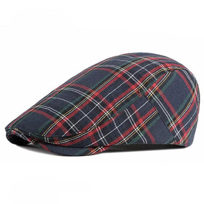 Casquette Bloom™ à carreaux bleu foncé, vue latérale, style gavroche