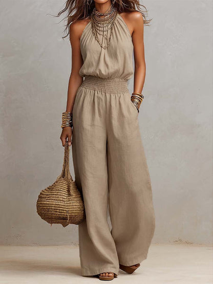 VALERIA | Combinaison Pantalon Large Col Halter