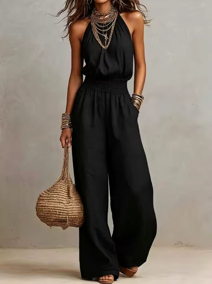 VALERIA | Combinaison Pantalon Large Col Halter