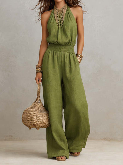 VALERIA | Combinaison Pantalon Large Col Halter