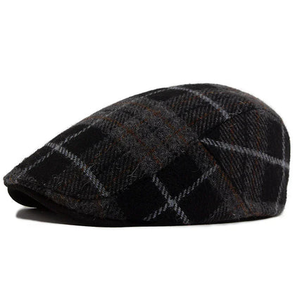 Casquette homme Bloom™ noire à carreaux, surpiqûres visibles et accents orange