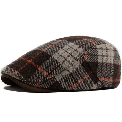Casquette homme Bloom™ à carreaux gris, brun et accents orange, visière courte