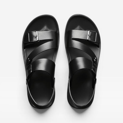 Sandales homme en cuir à lanières réglables – Style d'été confortable à boucles