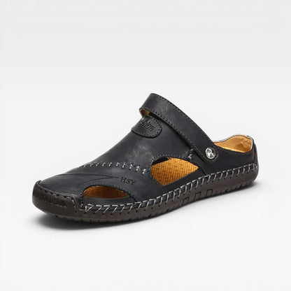 Sandales de pêcheur en cuir pour hommes – Style classique à bout fermé avec boucle réglable