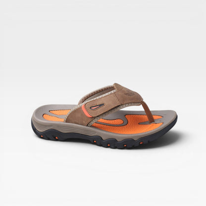 Sandales à entre-doigts en cuir de vachette pour hommes – Sandales confortables et rembourrées