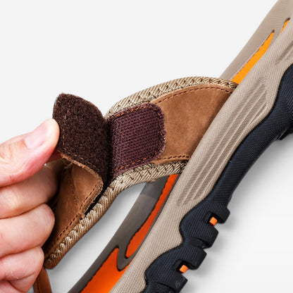 Sandales à entre-doigts en cuir de vachette pour hommes – Sandales confortables et rembourrées