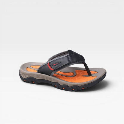 Sandales à entre-doigts en cuir de vachette pour hommes – Sandales confortables et rembourrées