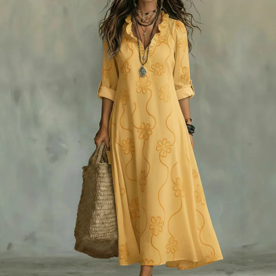 Sienna | Robe d'Été Florale Qui Camoufle le Corps