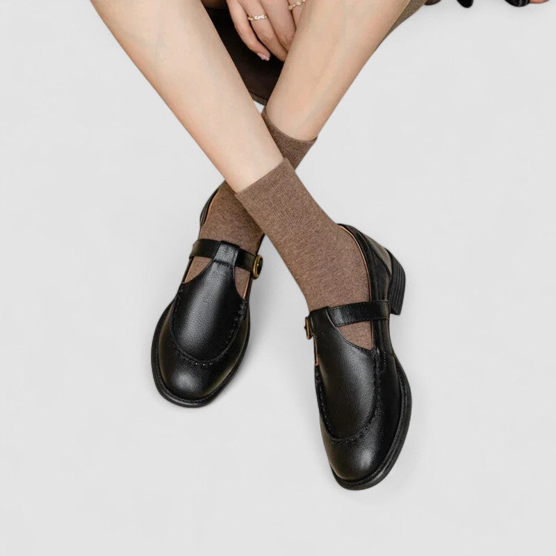 Chaussures à talons classiques bébé Anaïs™ noires, paire avec bride et talon bas