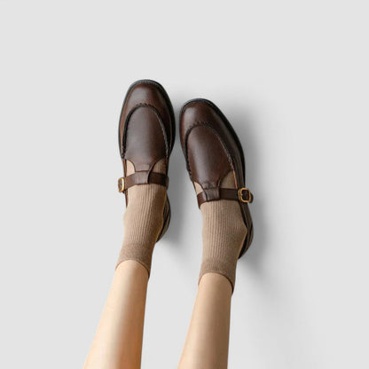 Chaussures à talons classiques bébé Anaïs™ marron, paire avec boucle et talon bas