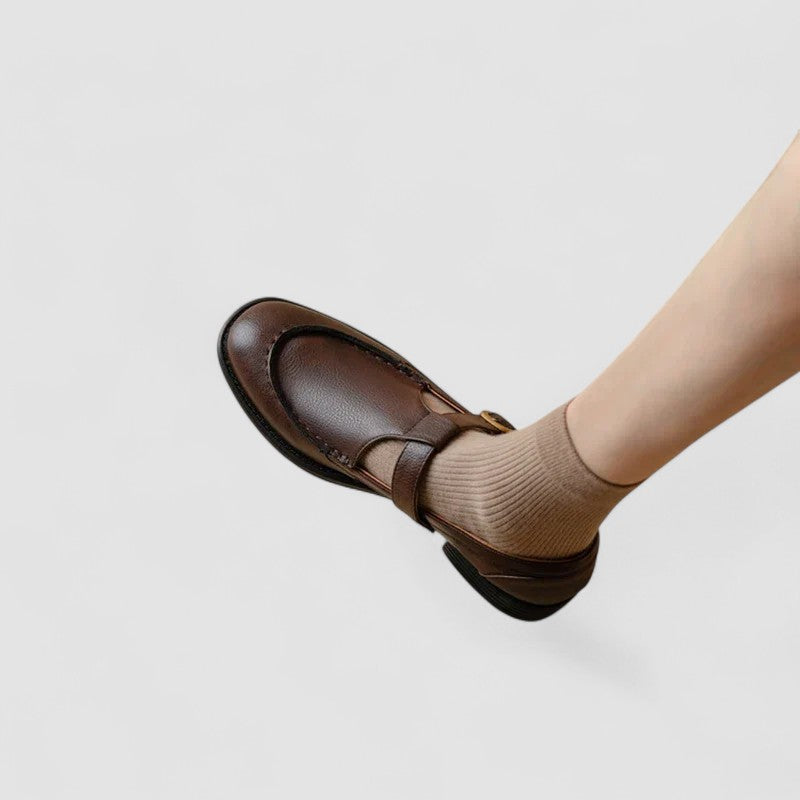 Chaussures à talons classiques bébé Anaïs™ marron, vue latérale avec semelle noire